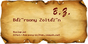 Bársony Zoltán névjegykártya